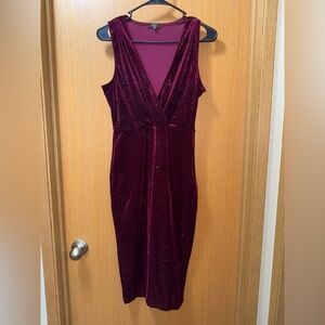 NWOT Iris Deep Red Sparkle Midi Dress